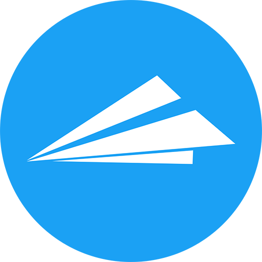 Sethserver logo of a flat paper airplane on a solid blue background